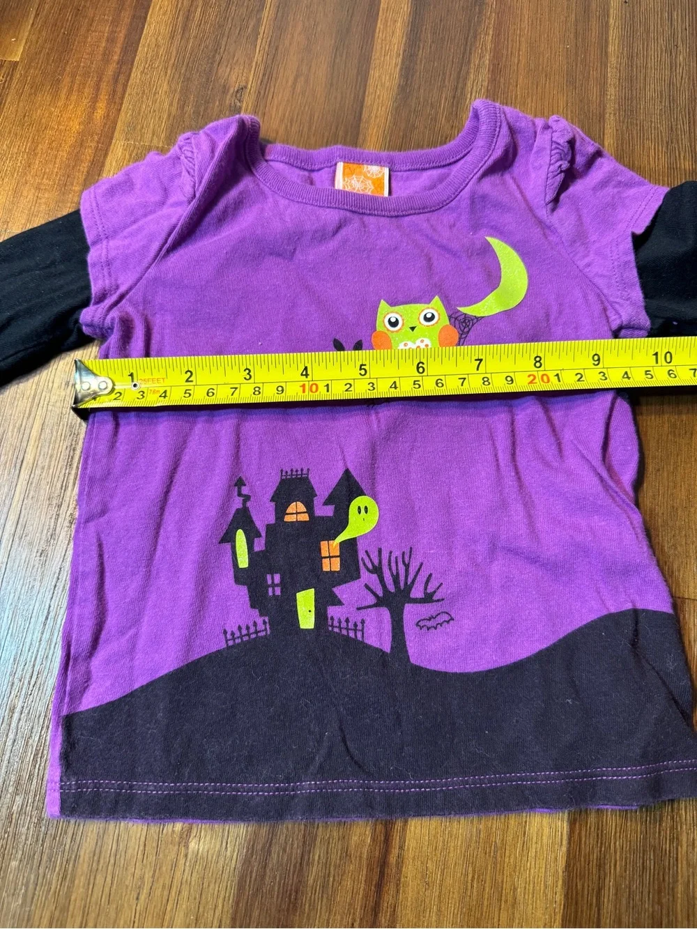 Girls 18M Purple Halloween Owl Haunted House Layered Shirt 🎃👻
